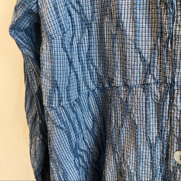 𝅺CUT LOOSE Sz L Lagenlook Button Down Blouse Tunic Unique Ribbed Texture Design - Picture 10 of 12